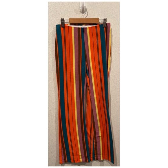 URBAN OUTFITTERS Bali Flare Leg Striped Retro Multicolor Pants - Picture 2 of 4
